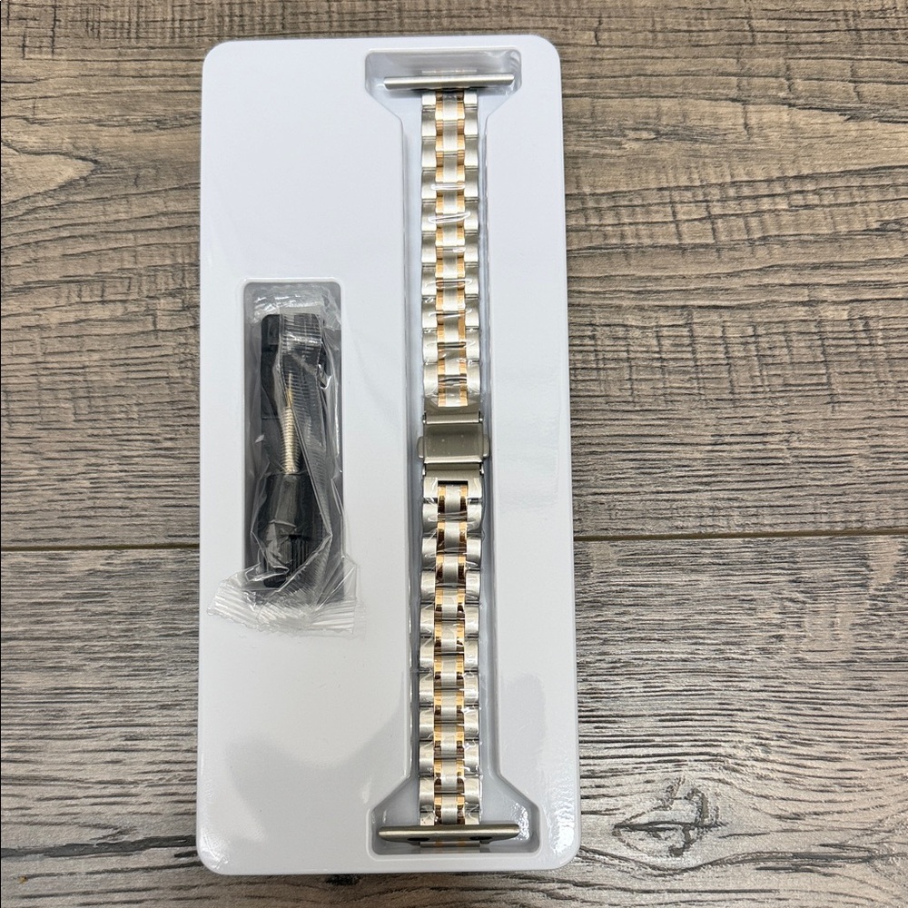 Rose Gold and Silver Metal Apple Watch Band